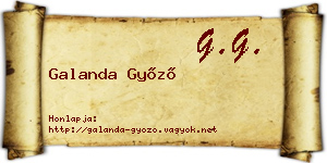 Galanda Győző névjegykártya